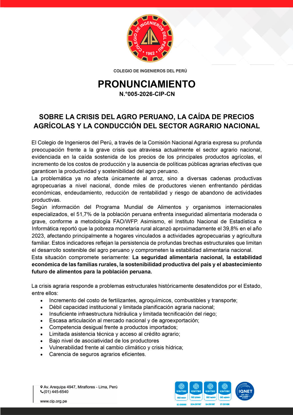 Comunicado institucional - Clic para ver PDF