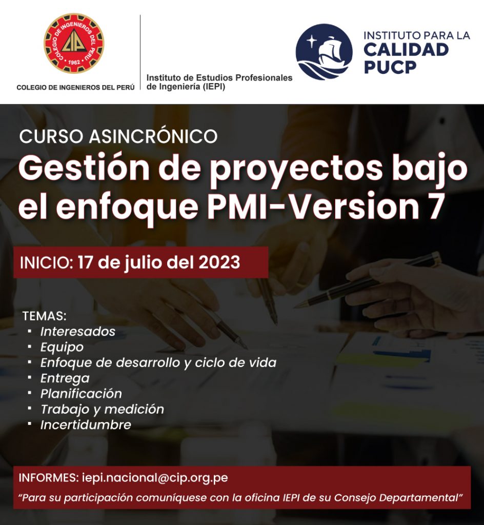 Curso asincrónico "Gestión de Proyectos bajo el enfoque PMI-Versión 7 ...